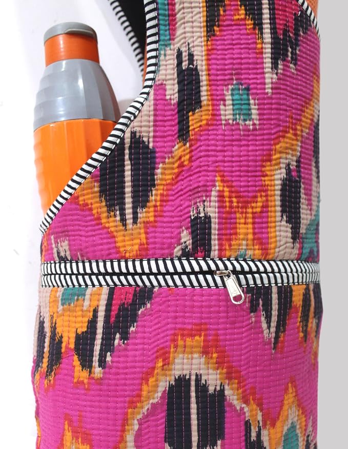 INDIAN CRAFT CASTLE Yoga Mat Bag | Tote Mat Bag | Sling Yoga Tote w/Large Side Pocket & Zipper Pocket | Yoga Mat Carrier Fits Most Size Mats
