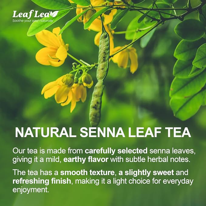 LeafLea Senna Tea Bags, Natural Laxative for Occasional Constipation, 80 Ct | Pure Senna Leaf, Individually Foil-Wrapped for Freshness, Caffeine-Free, Sugar-Free, Non-GMO, Vegan, Stock-Up 2-Pack