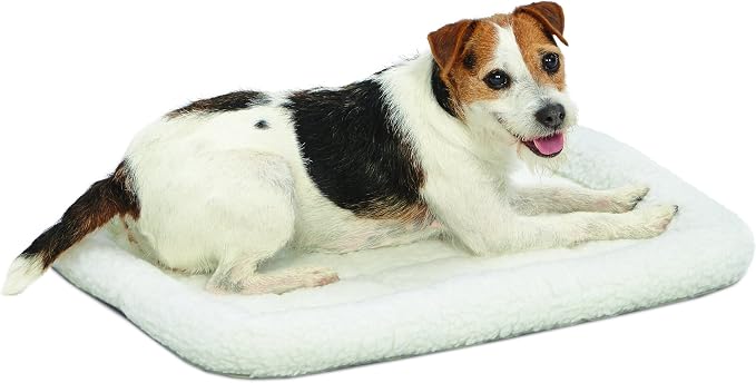 MidWest Homes for Pets QuietTime Dog Bed - White Fleece Bolster, Ultra-Soft and Machine Washable, Fits 24-Inch Crates and Carriers, for Small Breed Dogs
