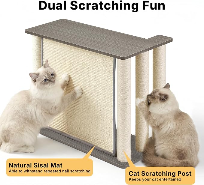 Veehoo Cat Scratcher Side Table for Couch, Sofa Protector End Table | Couch corner protector, sisal scratching posts, sisal scratch pad, heavy-duty base, easy to assemble