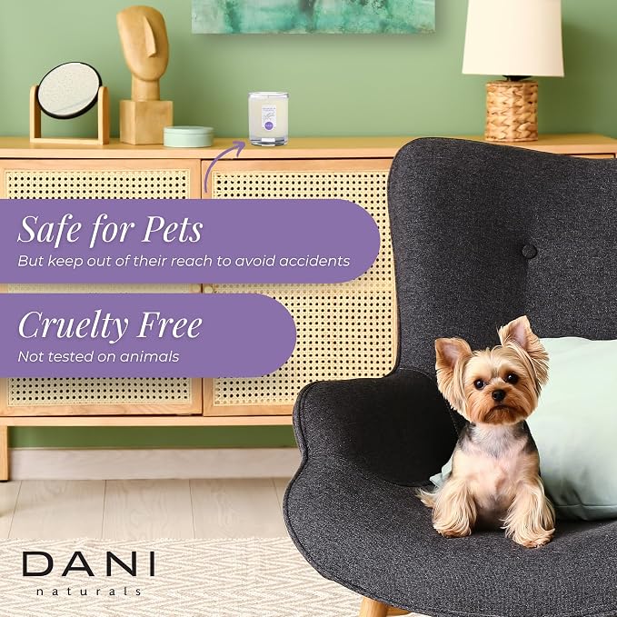 DANI Naturals Lemongrass Lavender 100% Soy Wax Candle, Non-Toxic, 7.5oz | Vegan,soy wax candle,Clean-burning with organic cotton wick,Calming lemongrass lavender scent,Made in USA