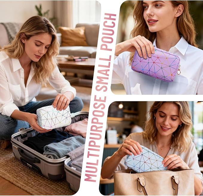 Tampon Holder for Purse Period Bag Waterproof Geometric PU Sanitary Napkin Storage Bag Portable Menstrual Cup Pad Pouch Cute Makeup Bag Feminine Gift Vibrant White