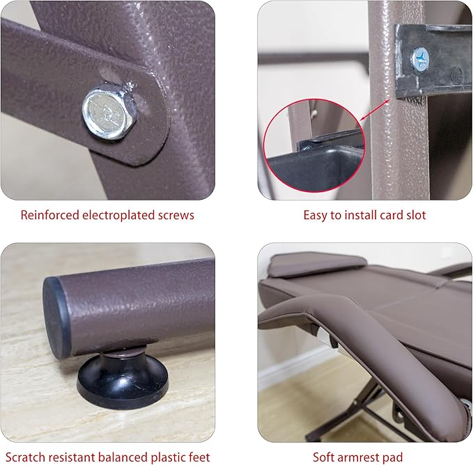 TATARTIST Tattoo Chair for Client Facial Beds for Esthetician Adjustable Lash Tattoo Bed Facial Spa Chair for Beauty Massage Salon (Brown)