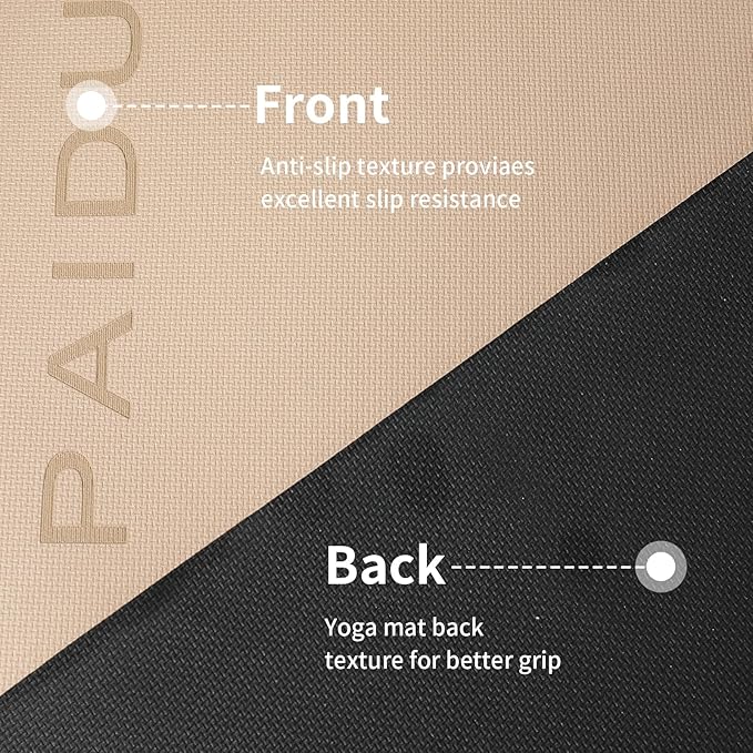 PAIDU Yoga Mat Non Slip Anti-tear,extra thick-2/5 inch（10MM）High Resiliency Professional POE Yoga Mats for Women Men Kids,72"x24"inch,Workout, Yoga, Pilates and Floor Exercise, with Carrier Strap