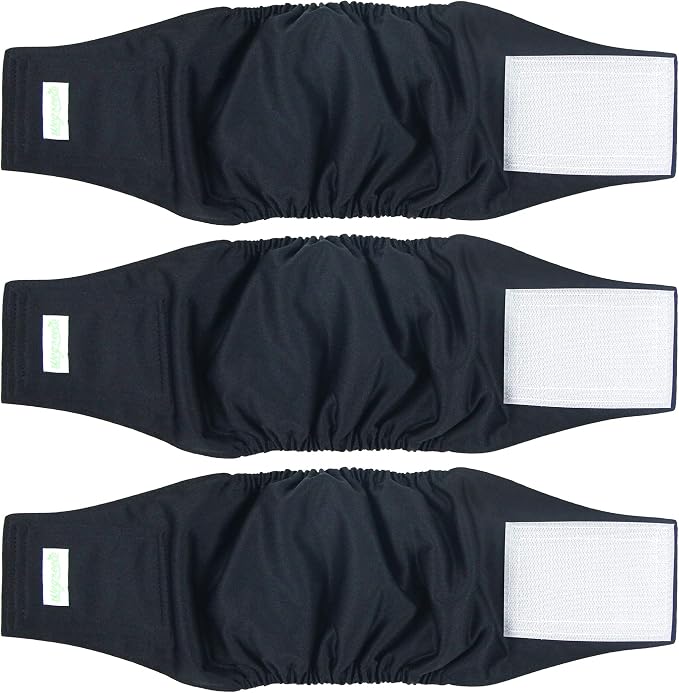 Wegreeco Washable Male Dog Belly Wrap - Pack of 3 - (Black,XX-Large)