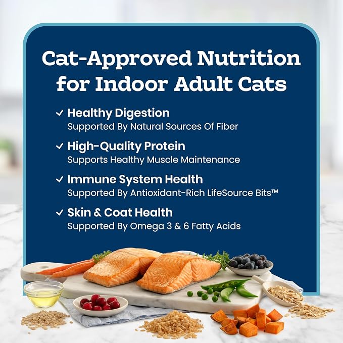 Blue Buffalo Tastefuls Salmon Adult Indoor Dry Cat Food, 7 lb | Salmon & Brown Rice Recipe, Antioxidant-Rich LifeSource Bits, No Corn, Wheat, or Soy