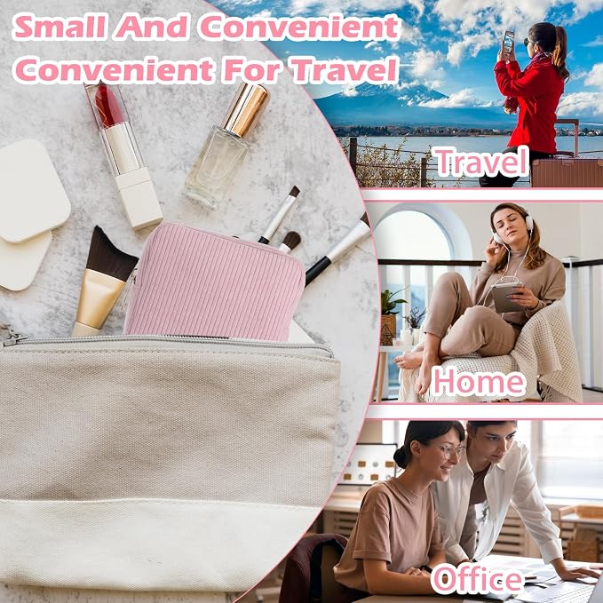 Period Bag for Teen Girls (Pink) | Corduroy Sanitary Napkin Storage Bags Portable Sanitary Pad Storage Bag with Slip-in Pockets