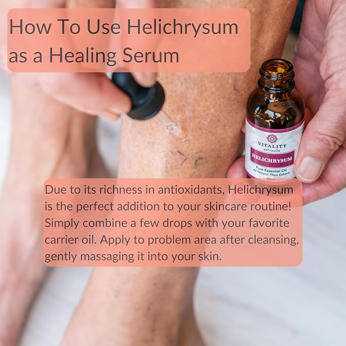 Vitality Extracts Helichrysum Essential Oil - 10ml, Helichrysum Gymnocephalum, Aromatherapy, Skin Care, Happy, Stress Relief, Aches Relief