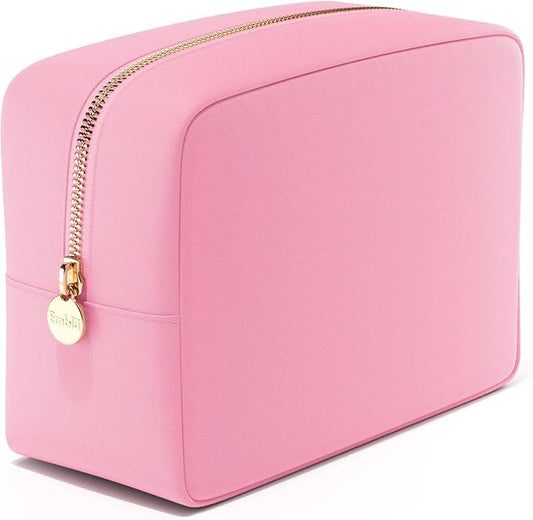 Embla Large Makeup Bag and Waterproof Nylon Travel Toiletry Bag, Large Capacity Cosmetic Zipper Pouch, Light Pink