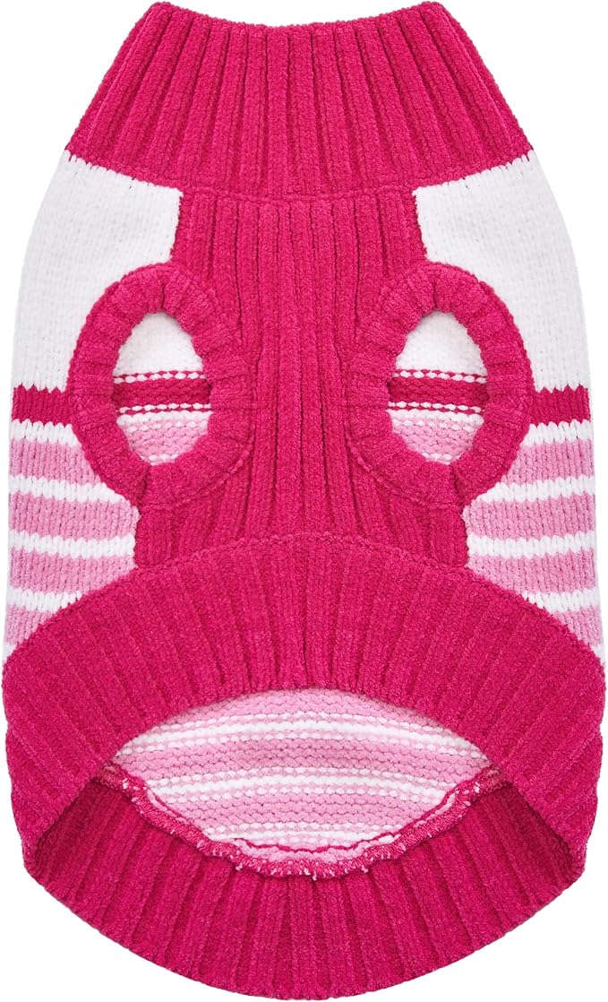 Blueberry Pet Pinky Princess Designer Chenille Dog Sweater in Pinky Princess, Back Length 20", Pack of 1 Clothes for Dogs