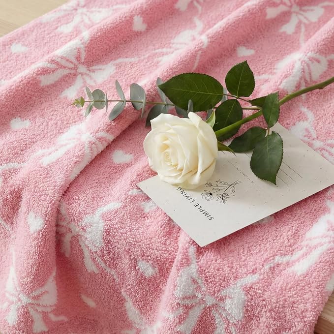 Soft Throw Blanket for Couch-Cozy Reversible Knitted Blankets | Lightweight Warm Fluffy Decor for Women, Mom, Her & Girls, Sofa, Chair, Bed, 50x60in, Diamond Bowknot Pink