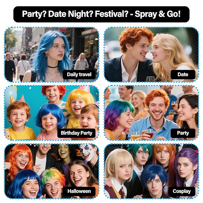 Green Hair Spray, One-Day Hair Color Spray For Kids Women Men, Temporary Hair Dye Washable Hair Color Wax Non-Sticky For Cosplay Party DIY, Christmas Party, Halloween Crazy Hair Day (120ML)
