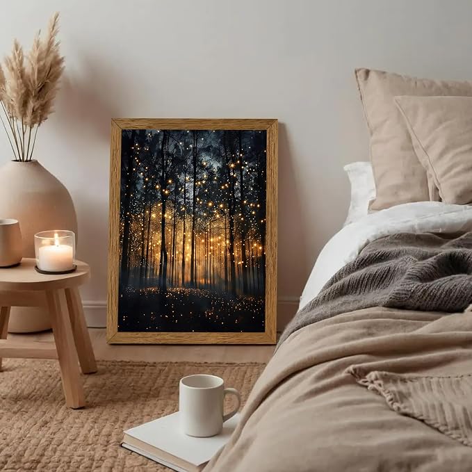 JLTULT Enchanted Forest Wall Art, Solid Wood-Framed Canvas, 16x24 Inches | Dark enchanted forest art on fade-resistant canvas with a ready-to-hang solid wood frame for bedrooms and living rooms