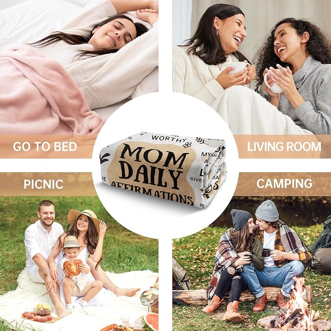 BaubleDazz New Mom Gifts Blanket, Mom Daily Affirmations(50" x 60") | Postpartum Pregnancy Gifts for First Time Moms, Mommy to Be, Mama, New Mom Essentials, Birthday Gifts for Mom