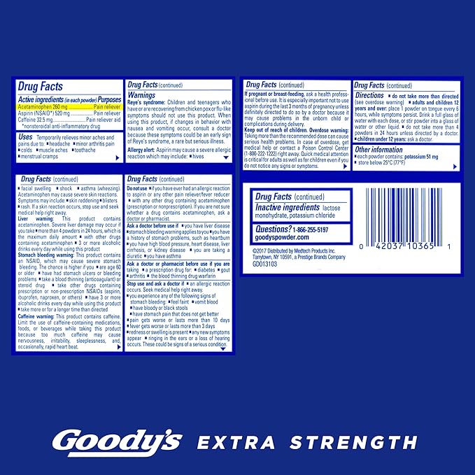 Goody's Extra Strength Headache Powders 50 ea (Pack of 6)
