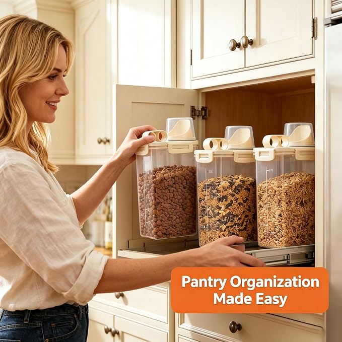 2 Lbs Small Cat Dog Food Storage Container for Bird Seed, Pet Food, 2 Pack