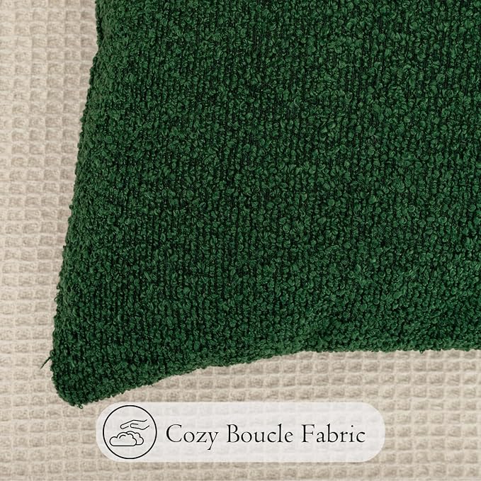 JoraLion 14x36 inch Boucle Lumbar Pillow Cover, Forest Elf Green Woven Texture Neutral Long Pillow Cover Breathable Cushion Case for Couch Sofa Bed Living Room Home Decor (Cover Only)