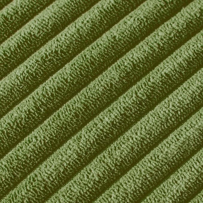 Fancy Homi Pack of 2 Moss Green Decorative Throw Pillow Covers with Pom-poms, Soft Corduroy Solid Square Cushion Cases Set for Couch Sofa Bedroom Car Living Room (20x20 Inch/50x50 cm, Moss Green)