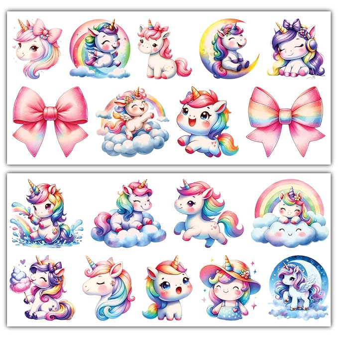 Temporary Tattoos - 8 Big Sheets Tattoos (Magical Unicorns)