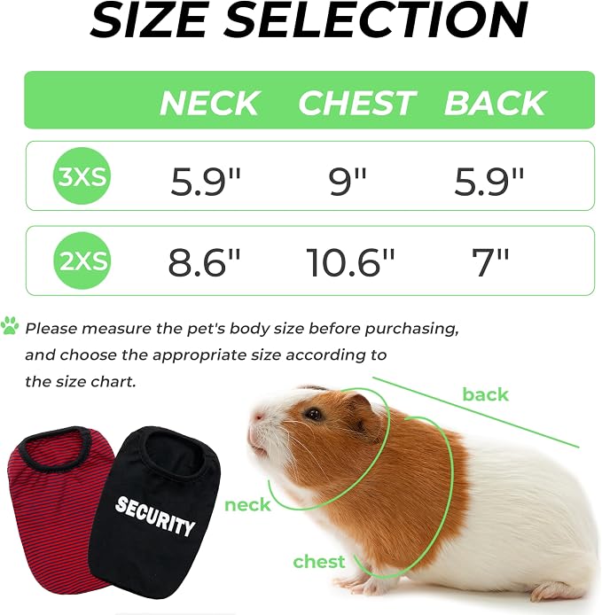 Guinea Pig Clothes (2-Pack), Striped Small Animal Vest T-Shirt | Soft Breathable Small Pet Apparel & Costume for Rat, Guinea Pig, Rabbit, Chinchilla, Ferret, Kitten