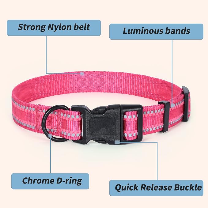 Mile High Life Reflective Dog Collar, Adjustable Lightweight Quick Release