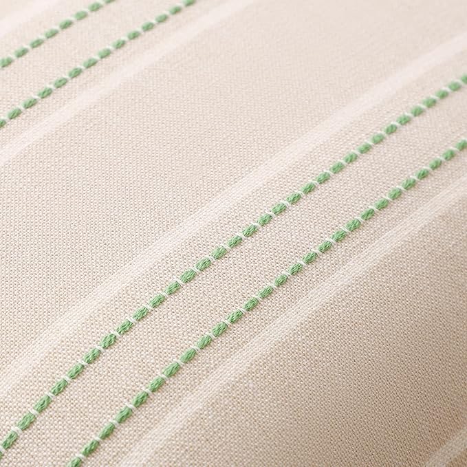 Hckot Stripe Throw Pillow Covers 22x22 Set of 2 Light Green Pillow Covers | Farmhouse Decorative Pillows Textured Linen Square Cushion Covers for Sofa Couch Bed Living Room Decor