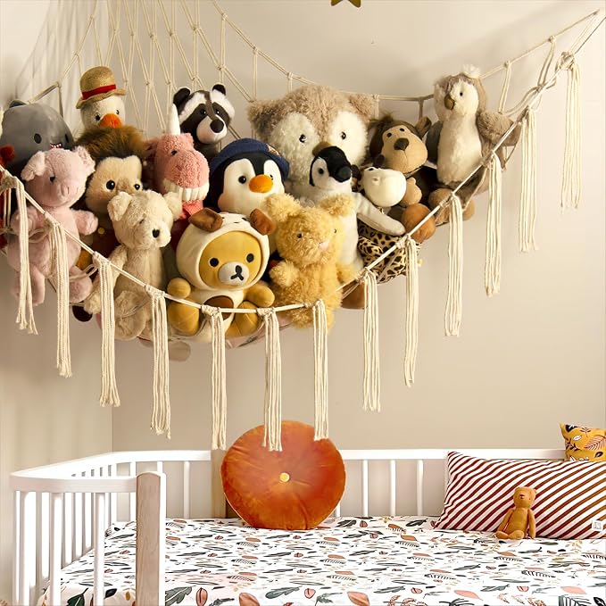 mirolam Stuffed Animal Storage Hammock Net - Toy Hammock Net for Stuffed Animals Corner - Hanging Stuff Animal Organizer Holder Large Size Baby Nursery Room Decor