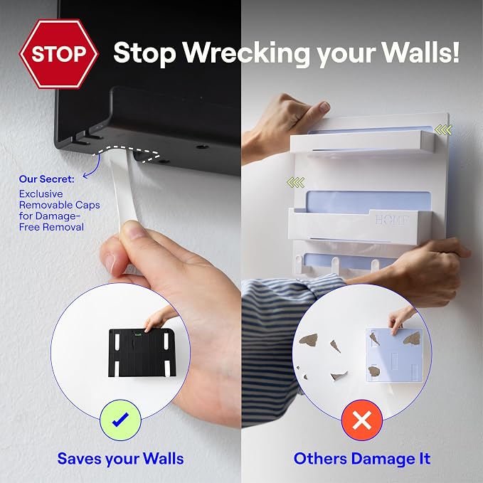 WallShelfie Bedside Wall Organizer & Dorm Decor for Dorm Room - 2.0, White | Dorm Room Essential, Floating Bedside Shelf Wall Mount Organizer, Remote Control Holder, Cool Teen Girls Trendy Stuff