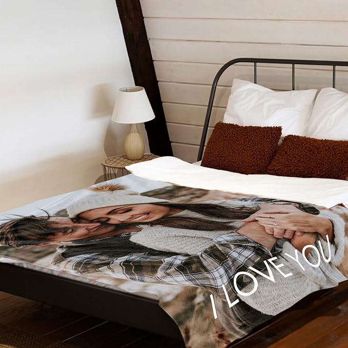 Funny DIY Custom Blanket with Picture Customized Boyfriend Girlfriend Couple Gifts Customized Photo Blanket Personalized I Love You Christmas Valentines Day Birthday Gifts for Men Women Wife Husband