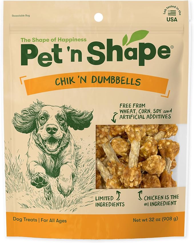 Pet 'n Shape Chik 'N Rice Dumbbells - All Natural Dog Treats, Chicken, 32 oz (Pack of 3)