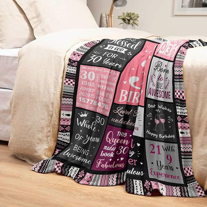 Ivivis 30th Birthday Gifts for Women, Happy 30th Birthday Decorations for Her, 30 Year Old Bday Gifts for 30 Year Old Women Friend Sister Daughter, 1996 Thorw Blanket 60”x50”