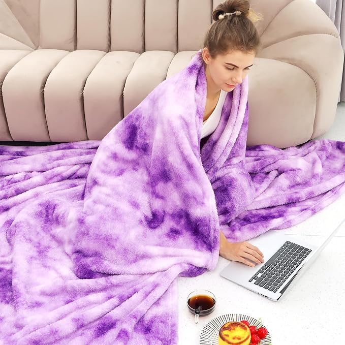 Purple Throw Blanket, Soft Plush Flannel Fleece Blanket for Couch Sofa Bed, Cozy Warm Decorative Blanket for Bed Home Decor, Luxury Soft Throw, Birthday Gifts for Women
