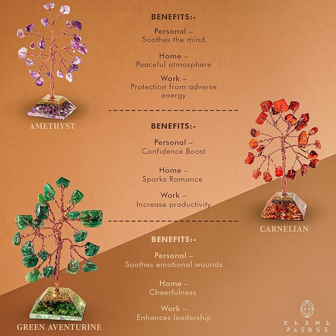 Set of 12 Crystal Tree of Life Gifts for Women, Seven Chakra Healing Crystals Bring Positive Energy, Good Luck, Money, Feng Shui Home & Office Desk Decor, Father's Day Gifts for Dad