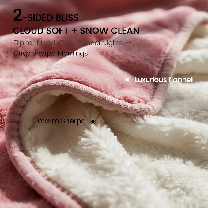 gogobunny Waterproof Bed Blanket, Reversible Sherpa Fleece Throw Blanket for Dog Puppy Cat, Furniture Cover Protects Bed Couch Sofa from Liquid Pee and Pet Fur (Pink, 60x80 inches)