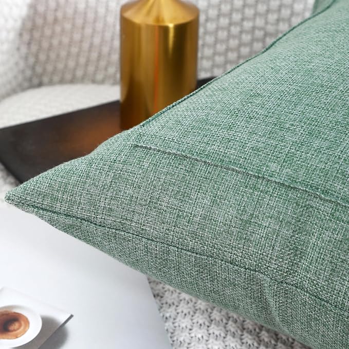26x26 Inch Burlap Linen Throw Pillow Covers, Pack of 2 Decorative Farmhouse Rustic Neutral Euro Shams Cover Square Durable Cushion Cases for Sofa Couch Bed Home Decor, Sage Green