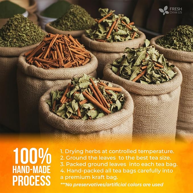 FreshDrinkUS, Premium Guava Vitality Tea | 75 Tea Bags | Guava Leaves, Cinnamon Stick & Ginger Herbal Tea – Caffeine Free Botanical Infusion – Warm & Aromatic Daily Tea – 100% Natural Ingredients
