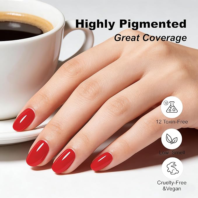 YTD Likomey Maple Leaf Red Gel Nail Polish,15ml Salon Home DIY Manicure and Pedicure Fall Winter Soak Off UV Color Varnish,CS468