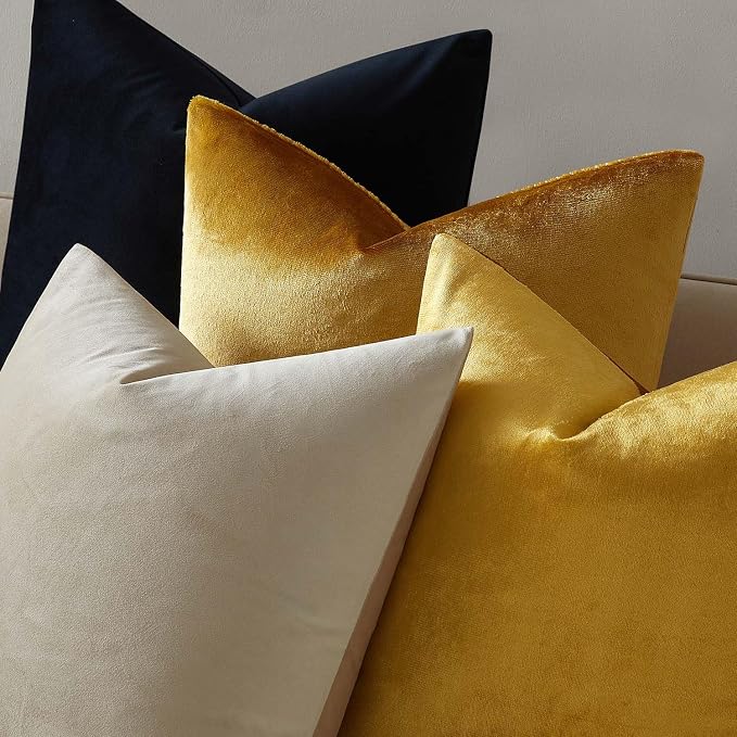 14x24 Pillow Covers Set of 2 Decorative Velvet Throw Pillow Covers,Golden | Luxury Soft Cushion Covers with Invisible Zipper for Couch Sofa Bed Living Room Bedroom Home Decor