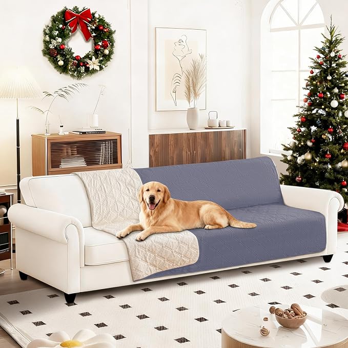 Waterproof Couch Covers for Pets, Waterproof Dog Bed Cover, Anti-Slip Soft Dog Blankets, Couch Cover for Dogs Washable, Pet Blanket for Puppy Large Dogs Cat (82x102 Inch, Grey Blue)