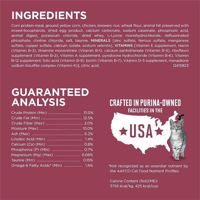Purina ONE High Protein Urinary Tract Health Dry Cat Food, 3.5 lb Bag | Made with real chicken, no artificial flavors or colors. Low-magnesium formula balances pH and boosts immune defense