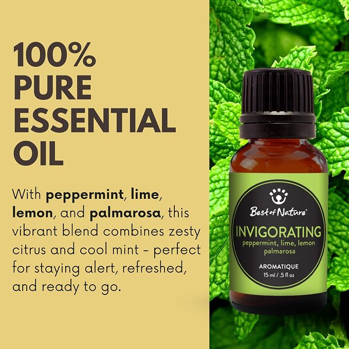 Best of Nature Essential Oil Blend – 100% Pure for Diffuser, Aromatherapy & Relaxation (Invigorating)