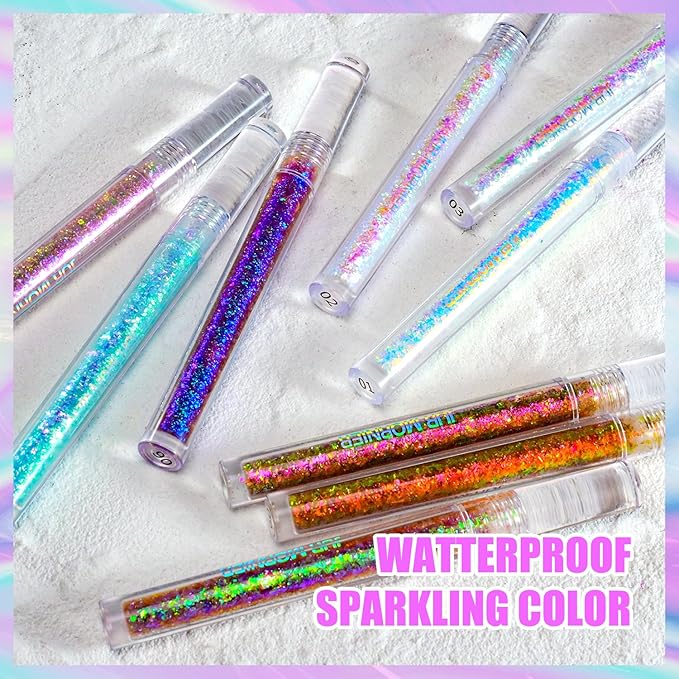 Multichrome Liquid Eyeshadow Set,3 Colors Multi-Dimensional Eye Liner Makeup,High Pigment Waterproof Metallic Eye Shadow,Ultre Fine Tip Glitter Eyeshadow (set1+set2)