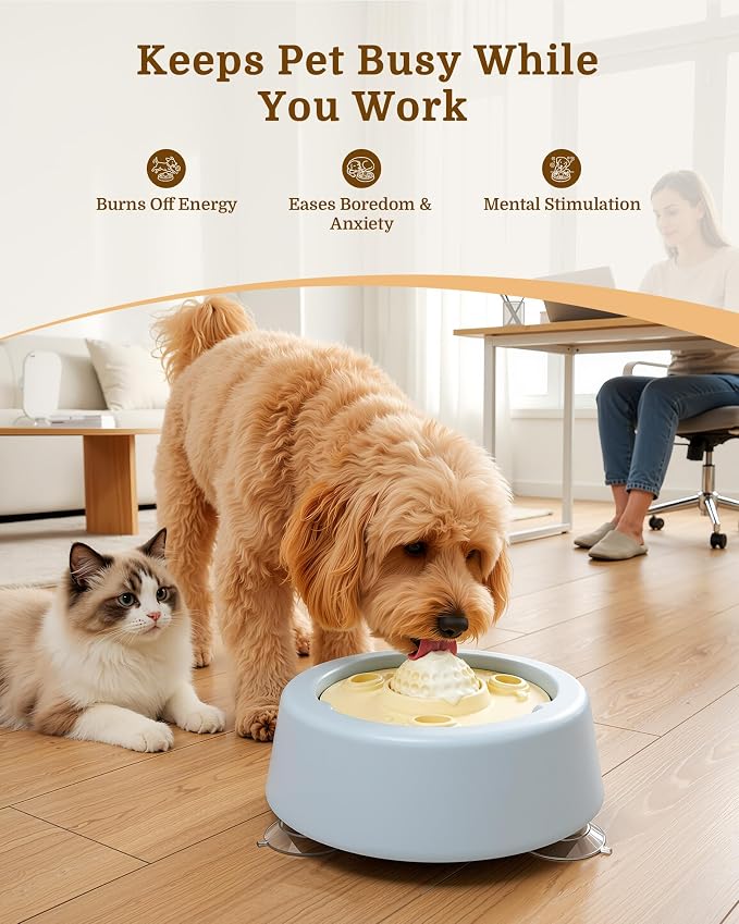 [2026 Upgrade] Slow Feeder Dog Bowl with Rolling Ball[Anti-Swallow],Dog Enrichment Toys for Liquid Treats, 3 Suction Cups Grip Smooth Surfaces, 250 mL Capacity for Broth and Yogurt