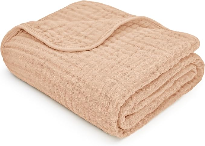 Comfy Cubs Muslin Baby Blanket 40" x 40" L - Swaddle Blankets, Cream | Soft, Lightweight, 6-Layer Cotton Breathable Baby Blankets - Comfortable, Gentle & Versatile Cotton Baby Blankets for Sleep