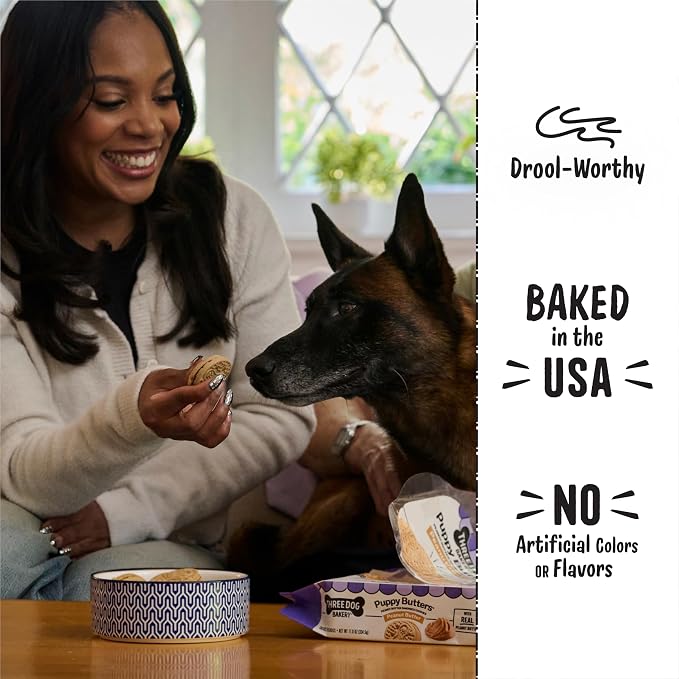 Three Dog Bakery Peanut Butter Lovers Dog Treats - 28.8 oz - 2 Pack | Crunchy Sandwich Cookies with Creamy Peanut Butter Filling