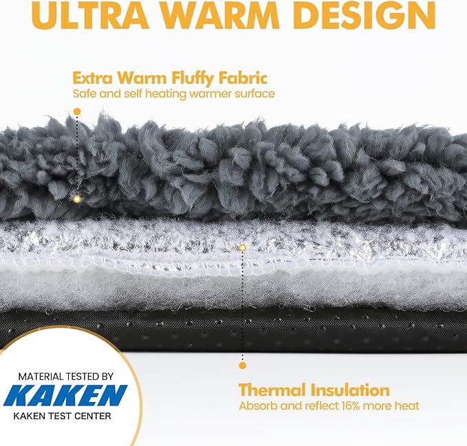 Mora Pets Self Warming Cat Bed Self Heating Cat Dog Mat Pet Pad Extra Warm | Self Heated Cat Bed for Indoor Outdoor Pet House, Removable Washable Cover, Non Slip Bottom, Crinkle-Free, No Plug, 29.1x18.9