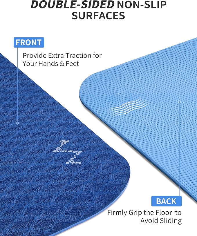 CAMBIVO Yoga Mat 72" x 48" Large Workout Mat for Home Gym Flooring | 6mm-12mm (0.24"-0.48") Extra Thick Exercise Mat for Apartment Fitness | High-Density TPE Cushioning for Joint Protection