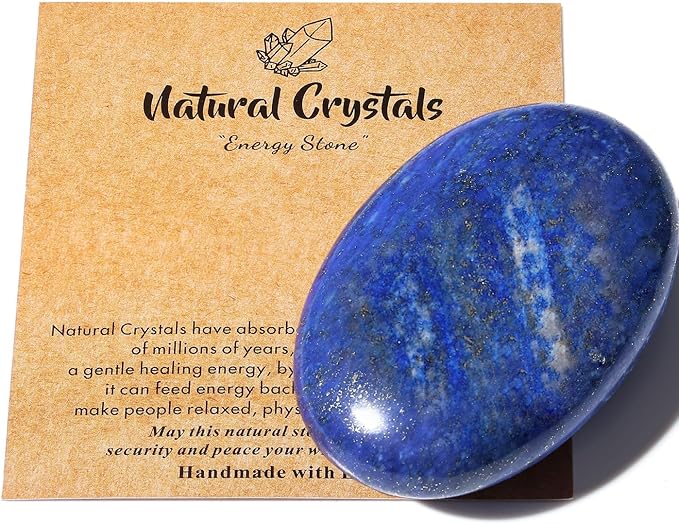 MAIBAOTA 2.4" Lapis Lazuli Crystal Stone Polished Palm Stone 0.7" Thick Natural Reiki Gemstone Worry Stone Healing Crystals Energy Balancing Anxiety Stress Relief Meditation 1 Pc