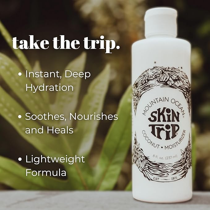 Mountain Ocean Skin Trip Coconut Body Lotion, 8 Oz (Pack of 3), Lightweight, Fast Asborbing Moisturizer for Women and Men, with Coconut Oil, Aloe Vera, & Lanolin
