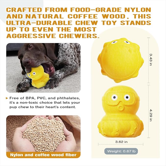 3-in-1 Treat-Dispensing Dog Puzzle Toy and Slow Feeder, Yellow